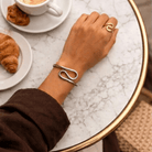 Gold-plated brass curved bracelet adjustable handcrafted