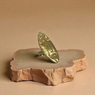 Gold-plated brass sculptural statement ring adjustable bold