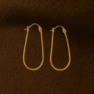 Gold hoop earrings on a brown textured background