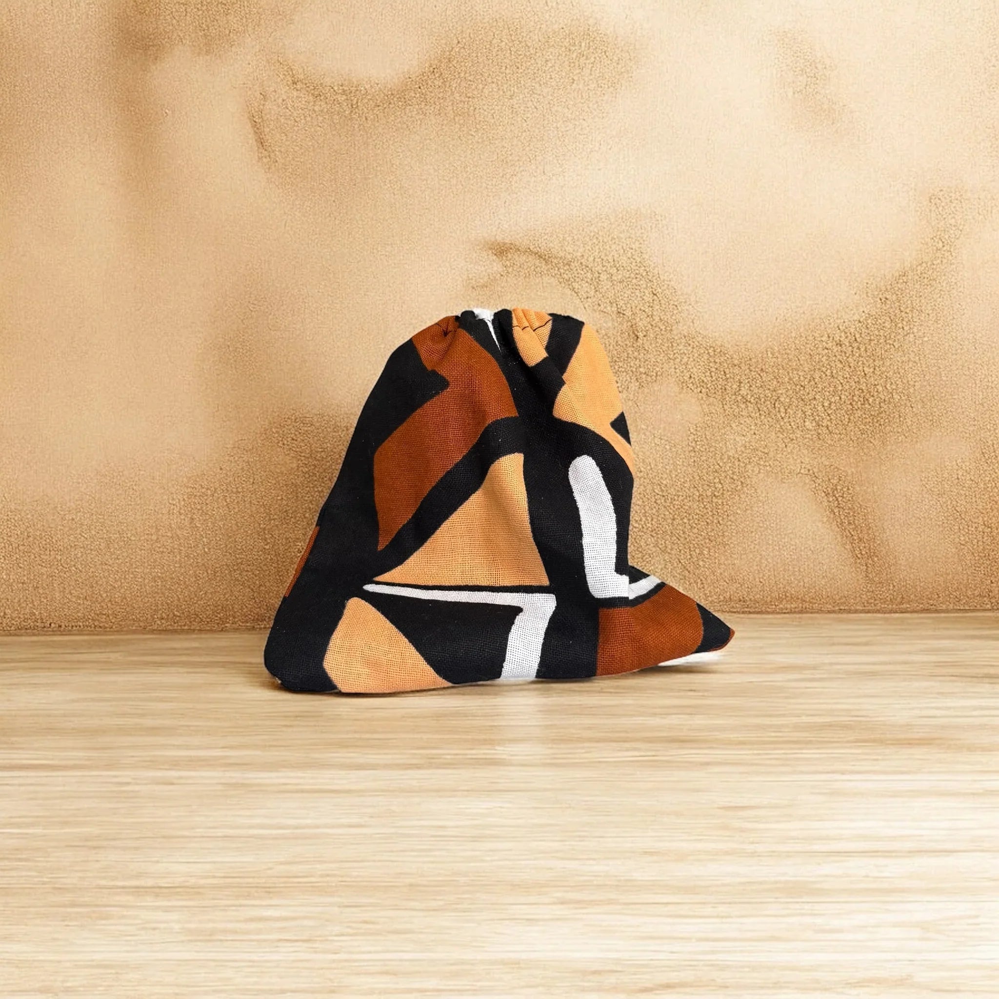 Abstract art piece on a textured beige background