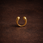 Gold earring on a brown textured background