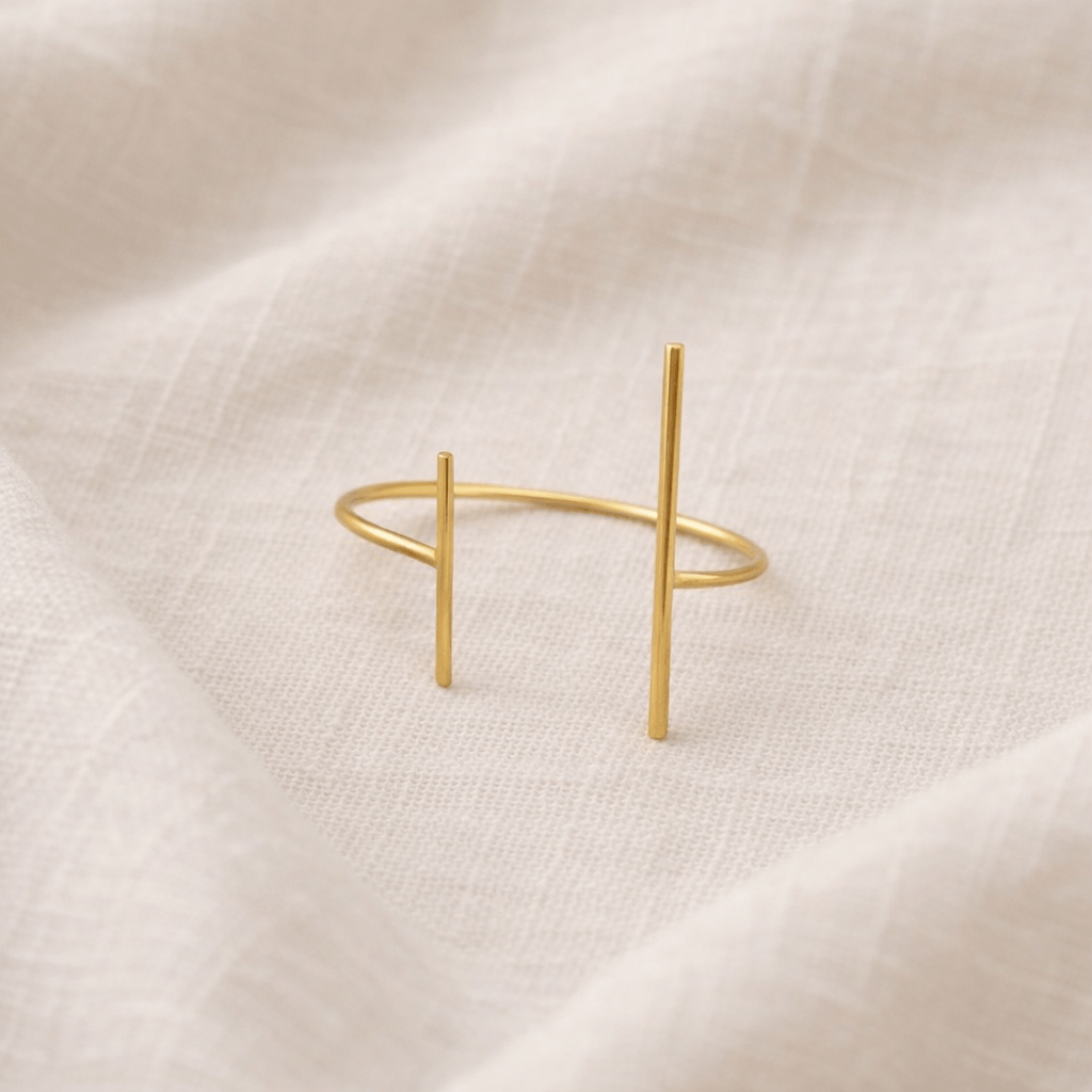 Gold-plated brass vertical line stacking beaded bracelet adjustable